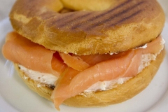Cheese and Peppers City Cafe Smoked Salmon Cream Cheese Bagel Crop